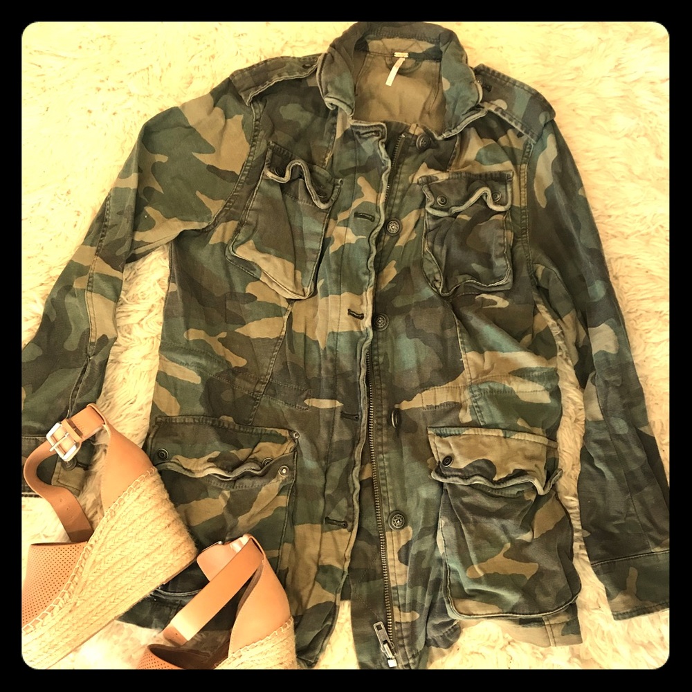 Free People camo jacket.